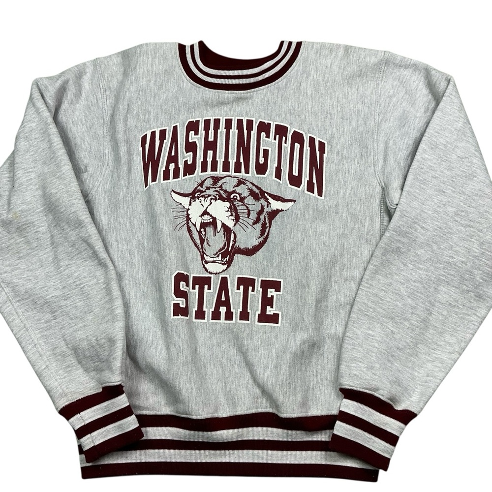 Vintage Washington State Cougars reverse weave style ringer Crewneck 90s USA